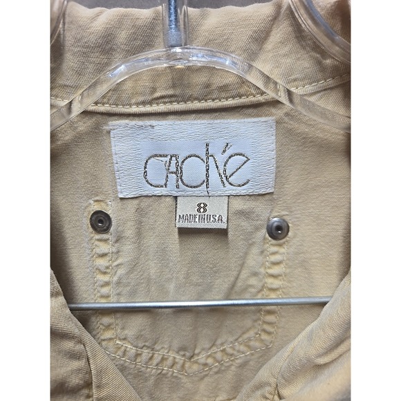 Vitnage CACHE Sleeveless Romper Jumper Dusty Yellow Double Front Pockets Y2K‎ - Picture 2 of 8